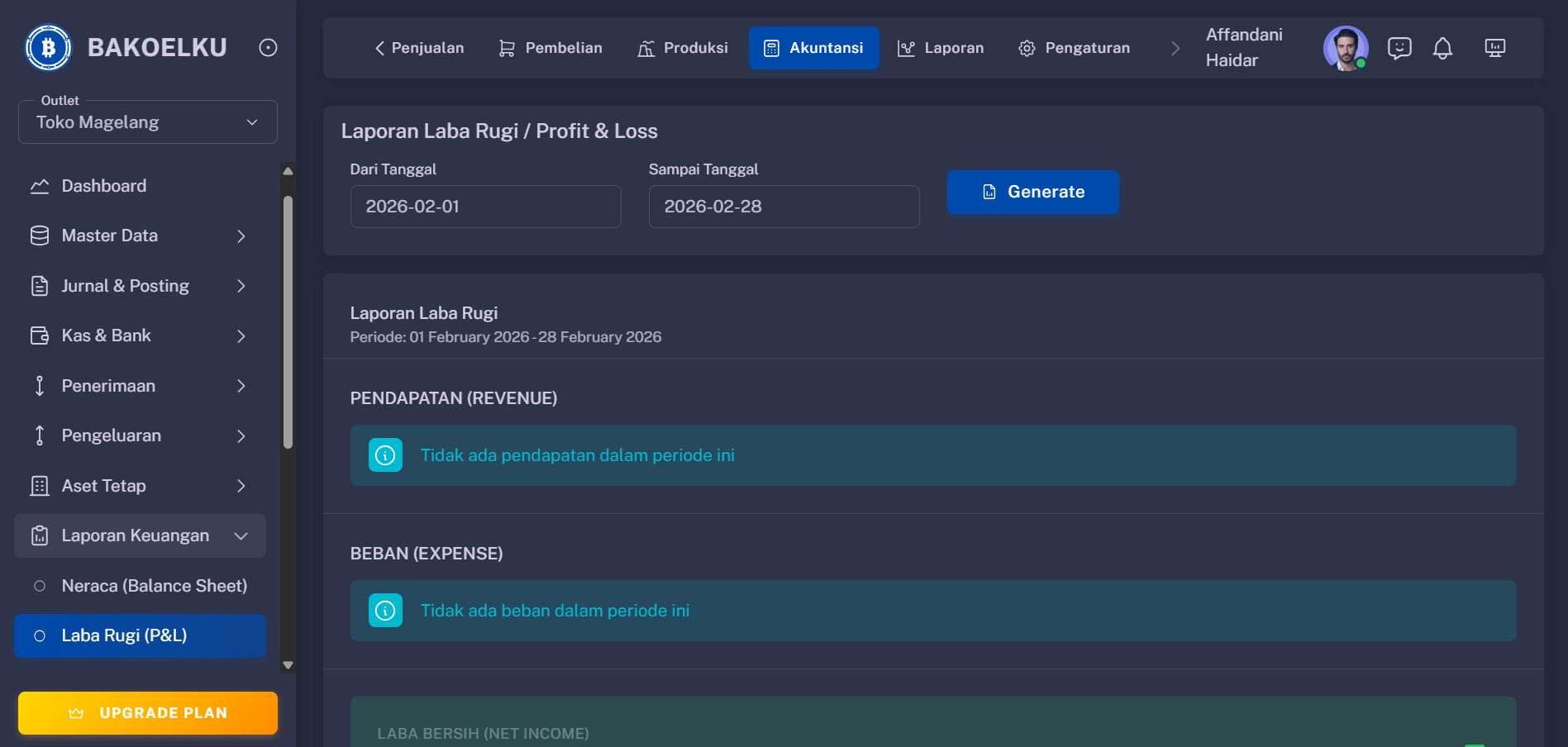 Laba Rugi Interface